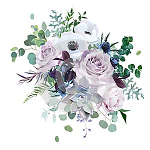Dusty violet lavender, mauve antique rose, purple pale flowers