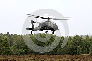 Dutch Apache attack helicopter above the heath