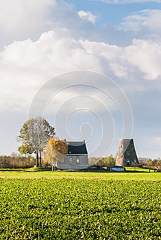 Dutch autumn landscape with a capless windmill