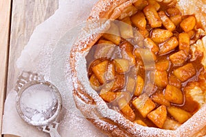 Dutch baby pancake with apple.