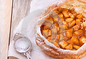 Dutch baby pancake with apple.