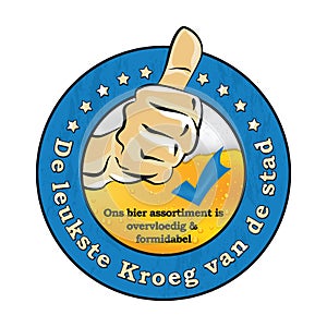 Dutch beer advertising sticker: leukste kroeg in de buurt