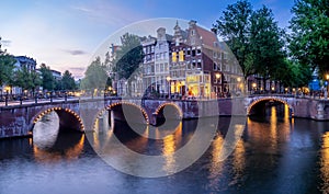 Dutch canal houses along Keizersgracht in Amsterdam