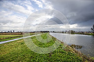 Dutch canal and low polder land