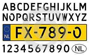 Dutch car plate with symbols, numbers and letters
