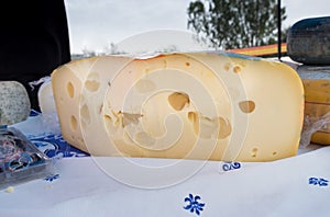 Dutch cheese with holes for sale