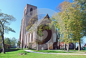 Dutch church with tower - Blunt late-Gothic - old dutch village