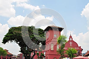 Dutch Clock Tower and Christ Church in Malacca