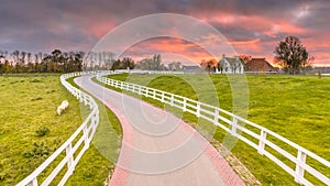 Dutch Countryside landscape with historical houses