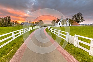 Dutch Countryside landscape with historical houses