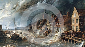 Dutch Deluge: A Captivating Depiction of the 1703 North Sea Flood