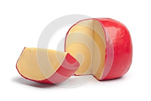 Dutch Edam cheese with a quarter