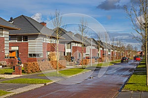 Dutch family houses in a suburban street