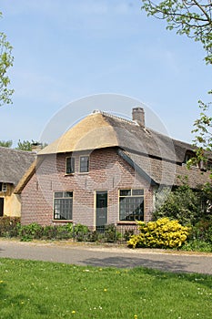 Dutch home in farm style with thatched roof, Betuwe. Netherlands photo