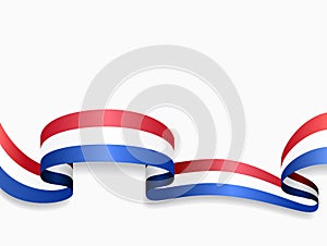 Dutch flag wavy abstract background. Vector illustration.