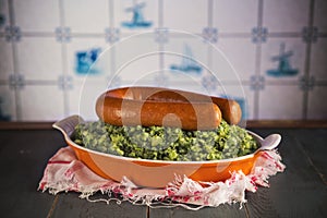 Dutch food: kale with smoked sausage