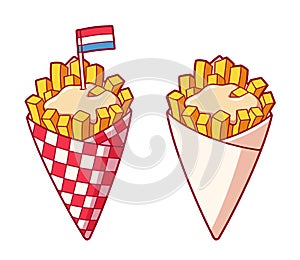 Dutch french fries in paper cone