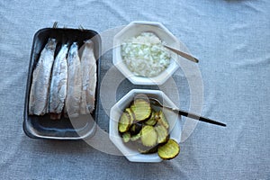 Dutch haring with onions and pickles