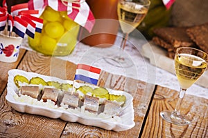 Dutch herring ('haring') with onions and pickles