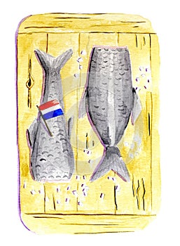 Dutch herring in water color