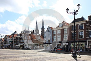 Dutch historic facades on the Market Square, Delft