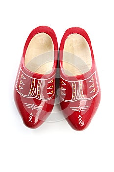 Dutch Holland red wooden shoes isolated