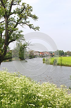 Dutch village Beesd along the Linge river,Betuwe, Netherlands photo