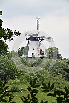 Dutch mill in estate along the Linge River