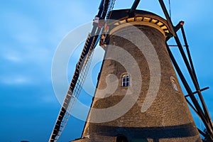 Dutch mill in Kinderdijk during illumination week