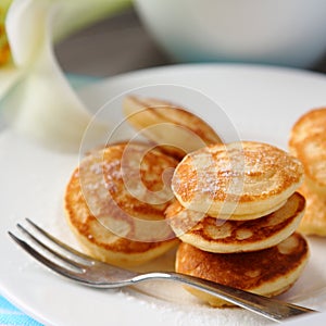 Dutch mini pancakes called poffertjes