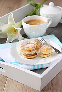 Dutch mini pancakes called poffertjes