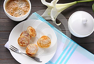 Dutch mini pancakes called poffertjes