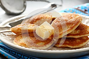 Dutch mini pancakes called poffertjes