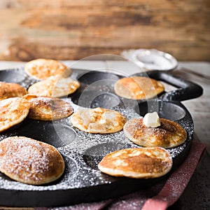 Dutch mini pancakes called poffertjes