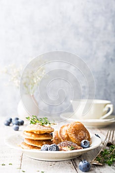 Dutch mini pancakes called poffertjes