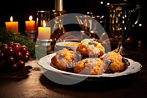 Dutch oliebollen with raisins