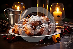 Dutch oliebollen with raisins