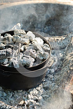 Dutch oven campfire cooking