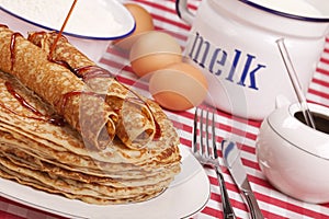 Dutch pancakes with syrup
