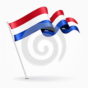 Dutch pin wavy flag. Vector illustration.