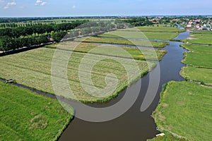 Dutch polder landscape from the air