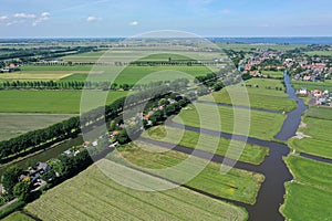 Dutch polder landscape from the air