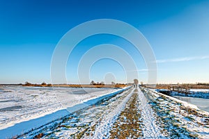 Dutch polder landscape in the winter season