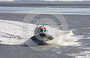 Dutch rescue brigade at Waddenzee near Holwerd