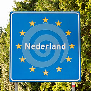 Dutch road sign at the border
