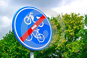 Dutch road sign end of moped and bike path