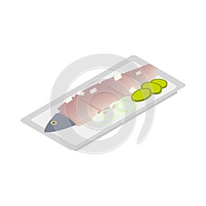 Dutch salted herring icon, isometric 3d style