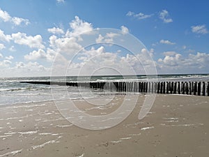 Dutch seaside with wooden posts