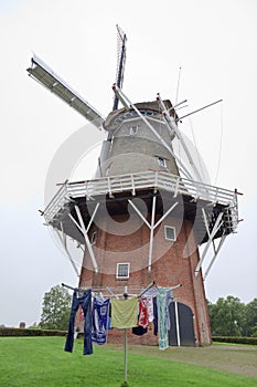 Dutch smock mill Zeldenrust in Dokkum, Friesland photo