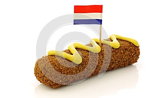 A Dutch snack called kroket with mustard